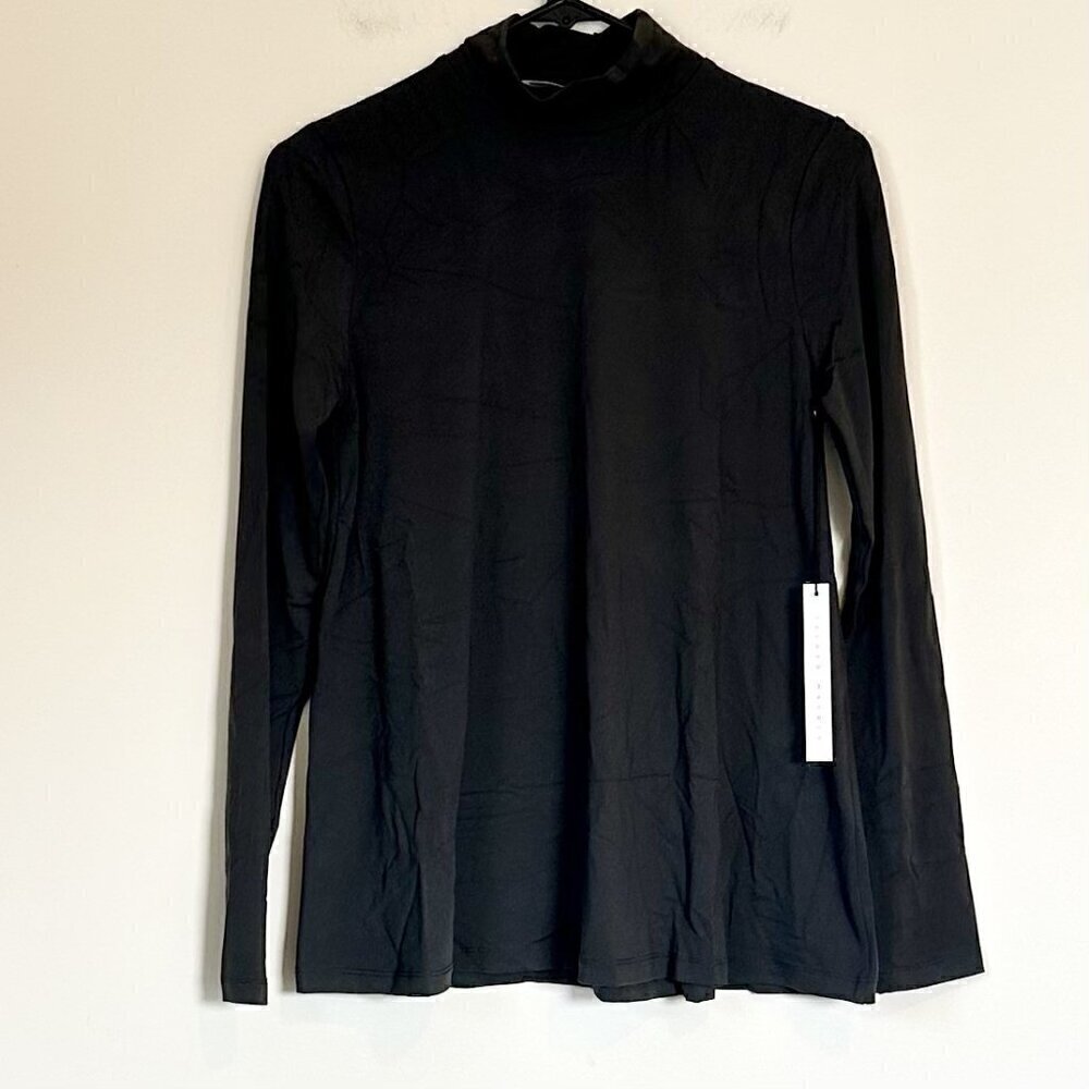NWT Susana Monaco Gray Mock Neck Essential Long Sleeve Shirt - Small